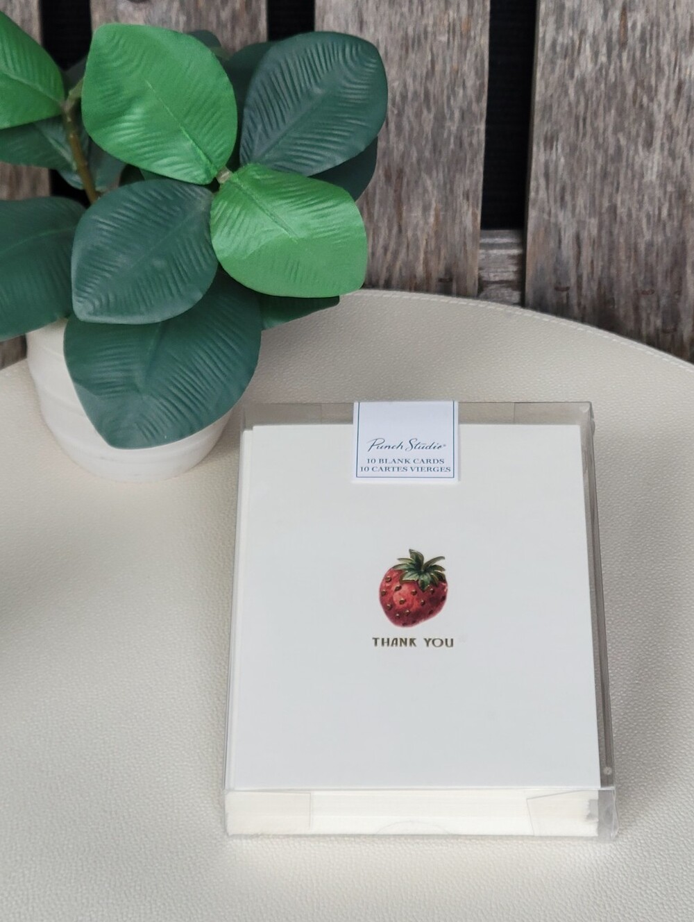Punch Studio Cream Thank You Cards with Red Strawberry and Gold Foil